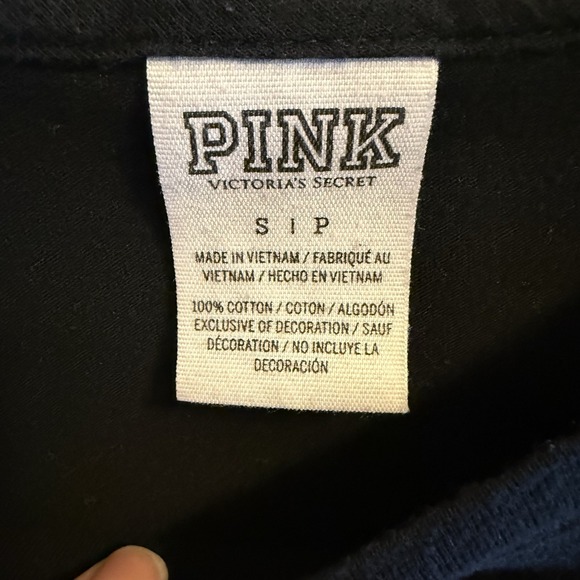 Victoria's Secret PINK Sz. Small Black Sequin Long Sleeve Christmas Shirt Bling - Picture 2 of 5